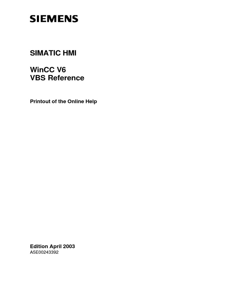 WinCC V6 VBS Reference Guide | PDF | Software | Digital Technology