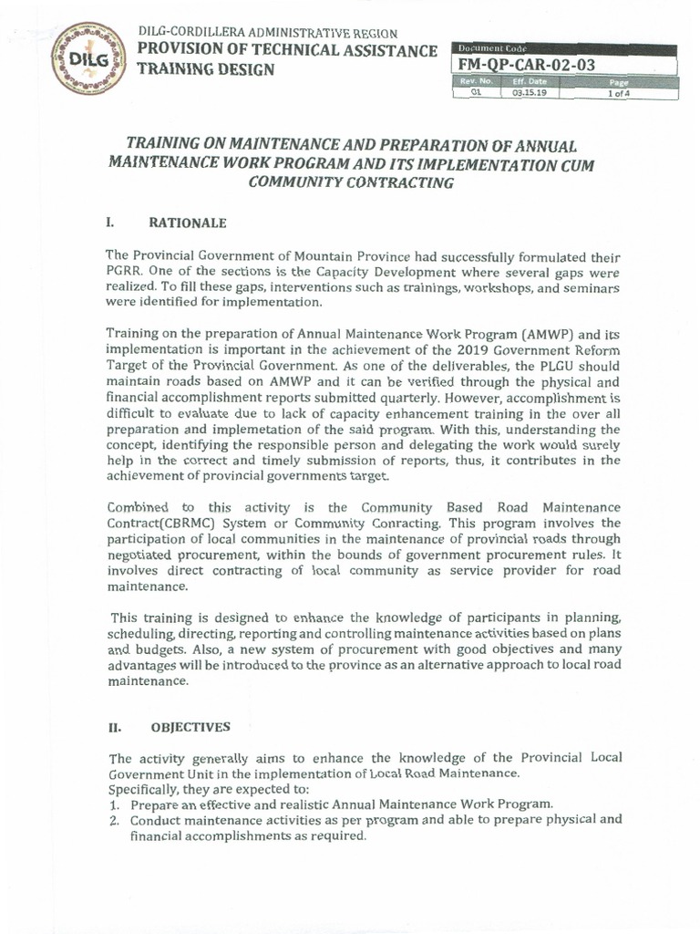 Revised Training Design and SPPM For Training On AMWP | PDF