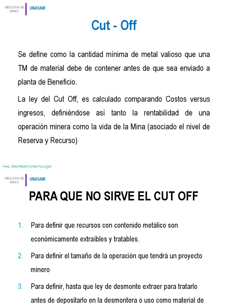 Definición y Cálculo del Cut-Off Minero | PDF | Minería | Economias