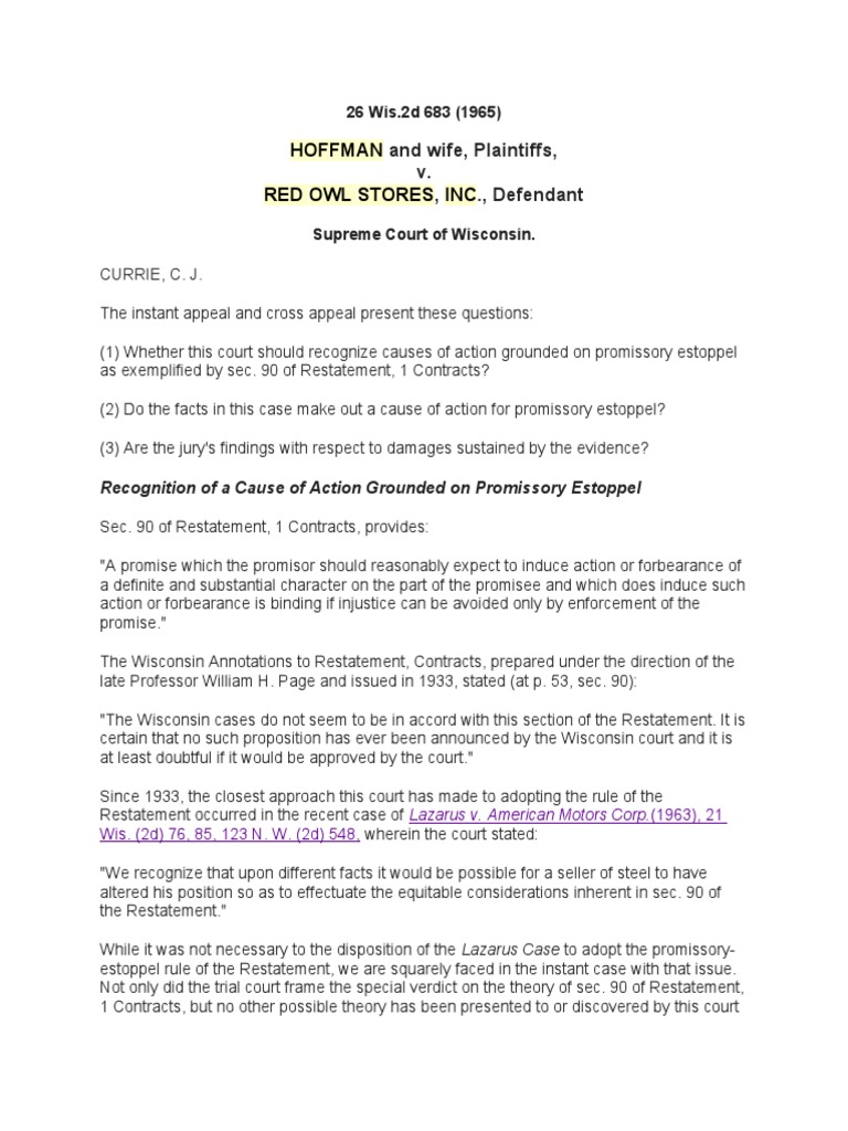 hoffman-v-red-owl-stores-1965-excerpts-pdf-estoppel-damages
