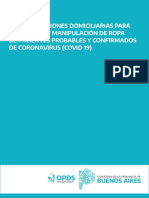 Recomendaciones Domiciliarias para La Limpieza y Manipulación de Ropa de Pacientes Confirmados de COVID19