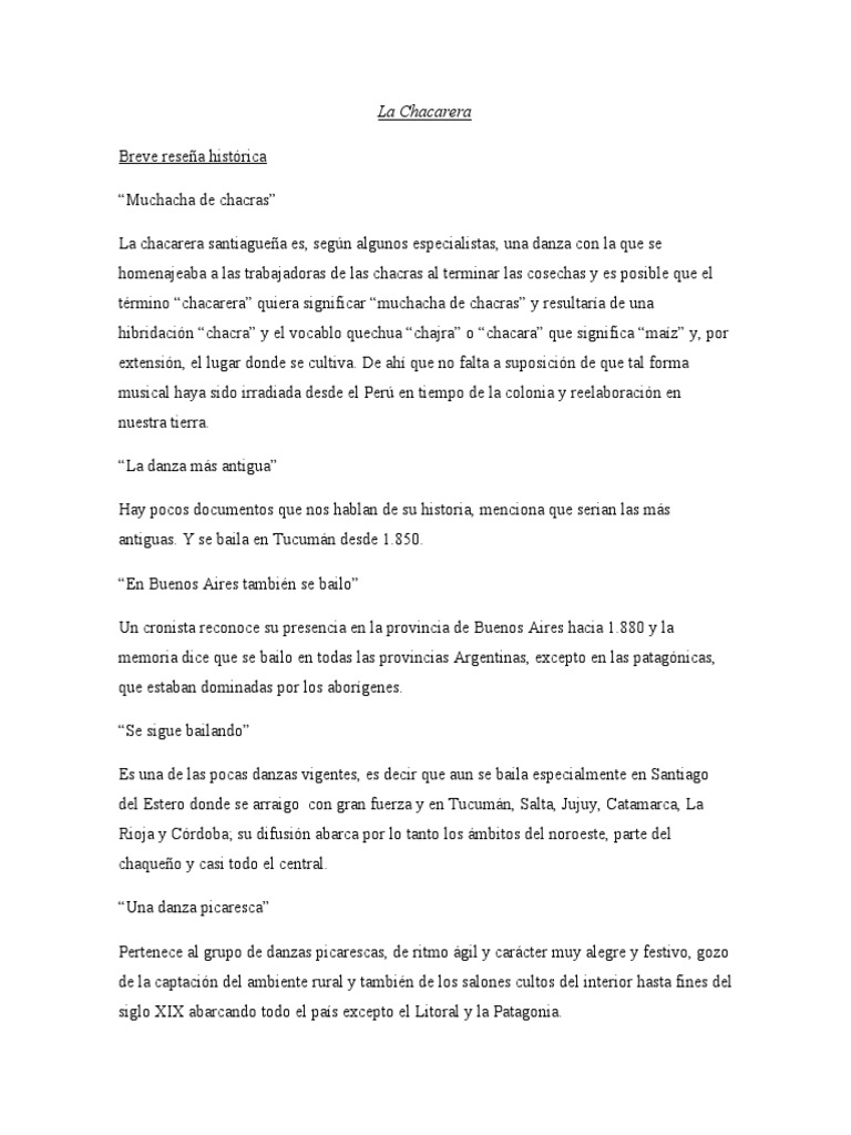 Historia y Significado de la Chacarera | PDF | Autor | Información