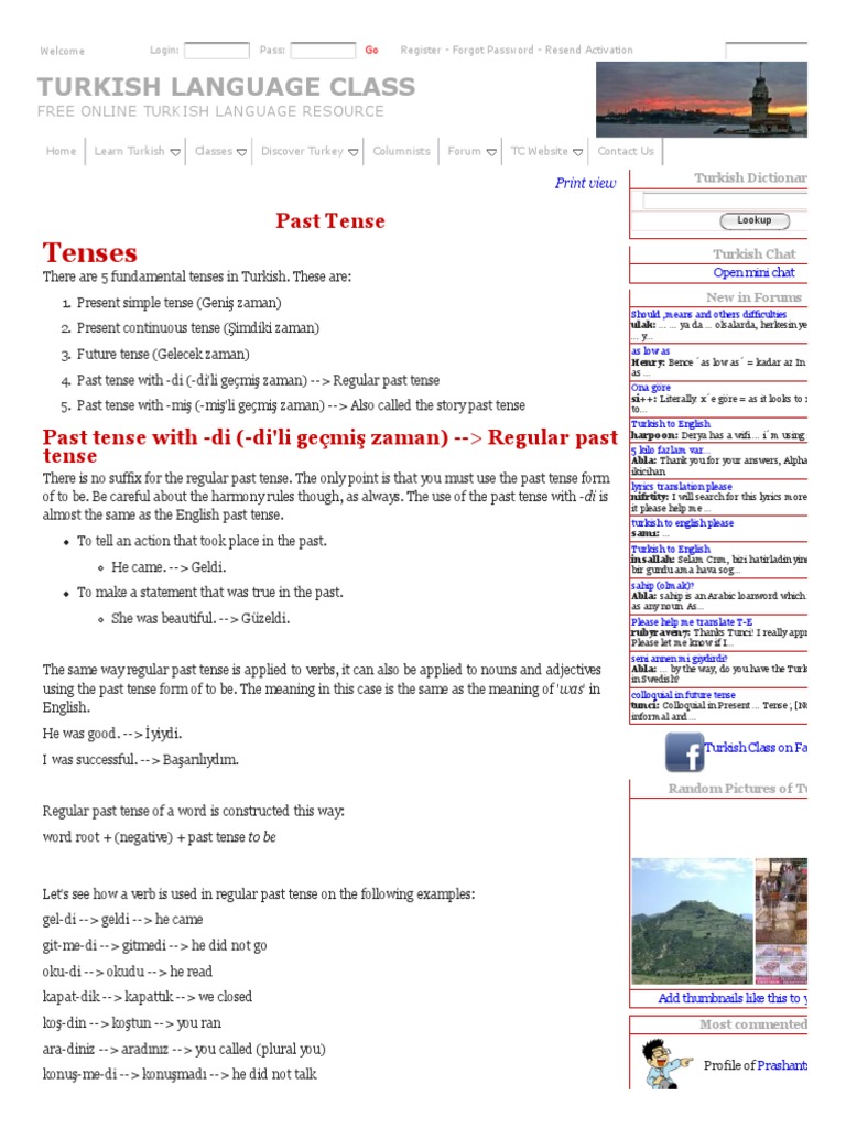 Turkish Past Tense Overview | PDF | Grammatical Tense | Verb