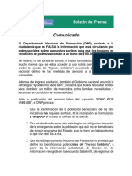 Prensa DNP DNP Advierte Sobre Información FALSA para Seleccionar Hogares Beneficiarios Del Ingreso Solidario