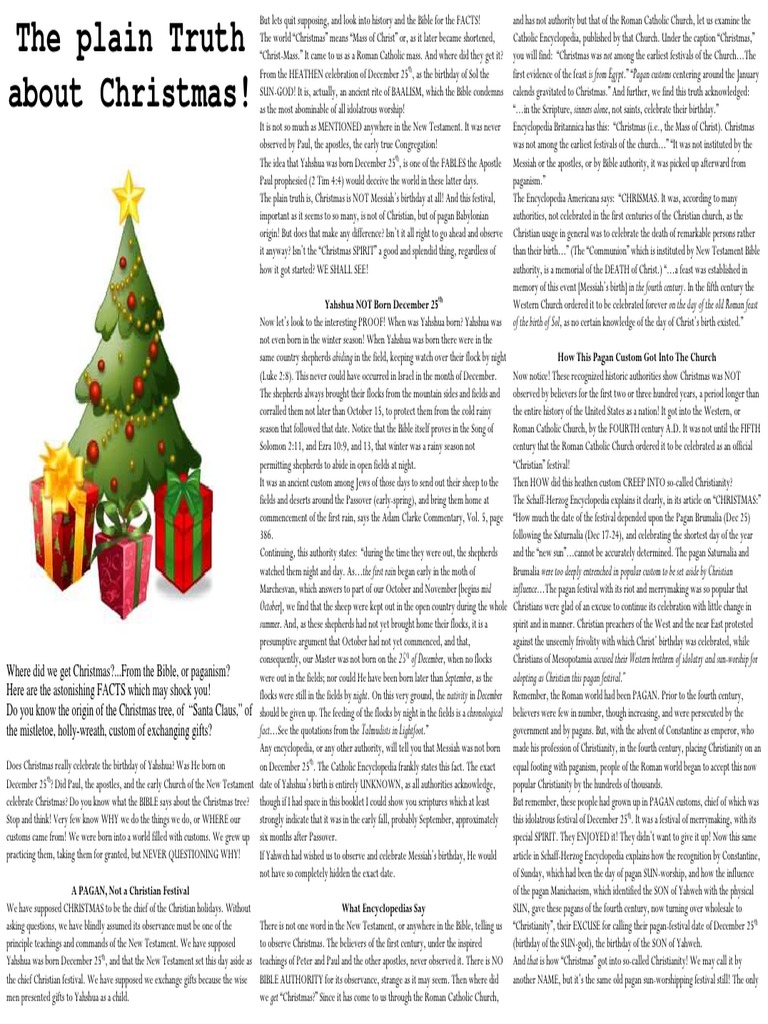 The Pagan Origins of Christmas: An Examination of Historical Evidence Reveals that Christmas 