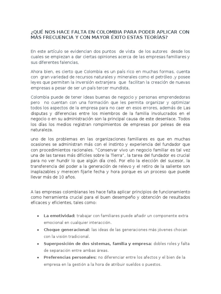 Retos de las Empresas Familiares en Colombia | PDF | Colombia | Science