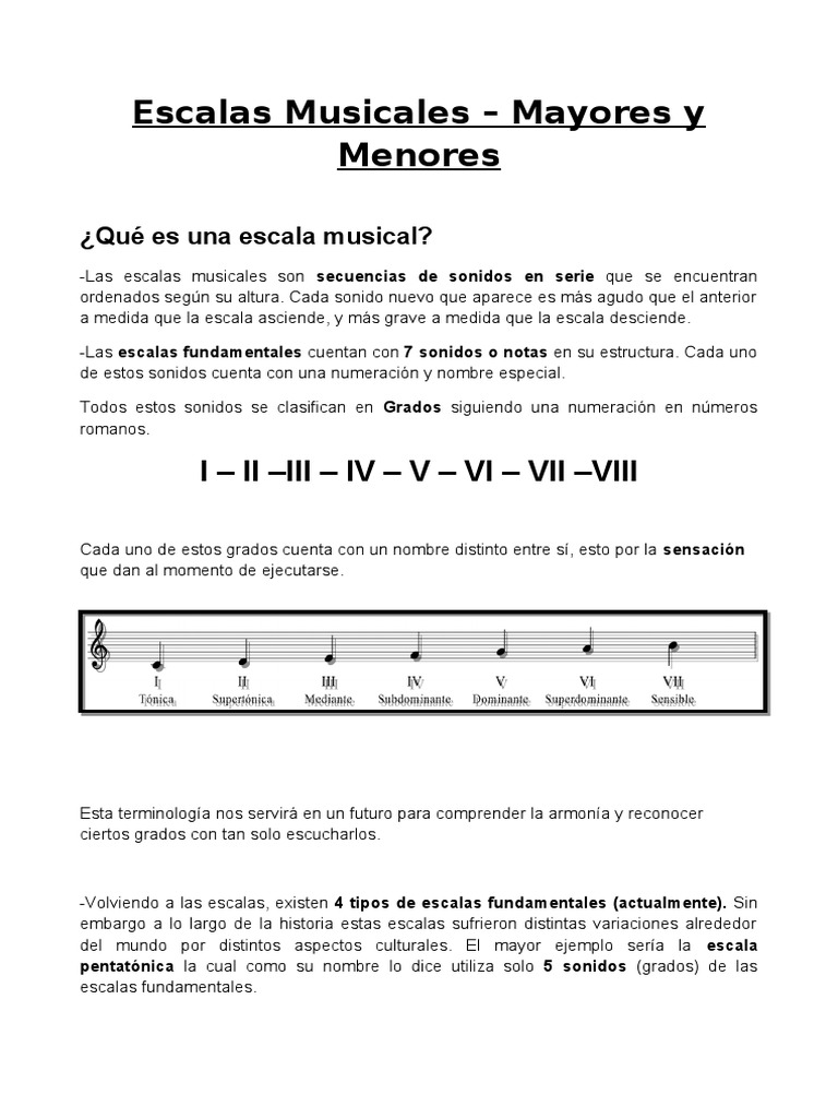 Escalas Musicales: Mayores y Menores | PDF | Escala (música) | Escala menor