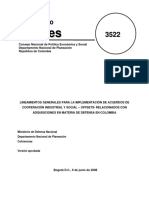 Copes Lineamientos Generales para La Implementacion de Acuerdos de Cooperación Industrial y Social OFFSET Relacionados Con Adquisiciones en Materia de Defensa en Colombia 3522