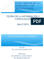 Presentación Codificadores de Bloque Codigo Hamming Exp PDF