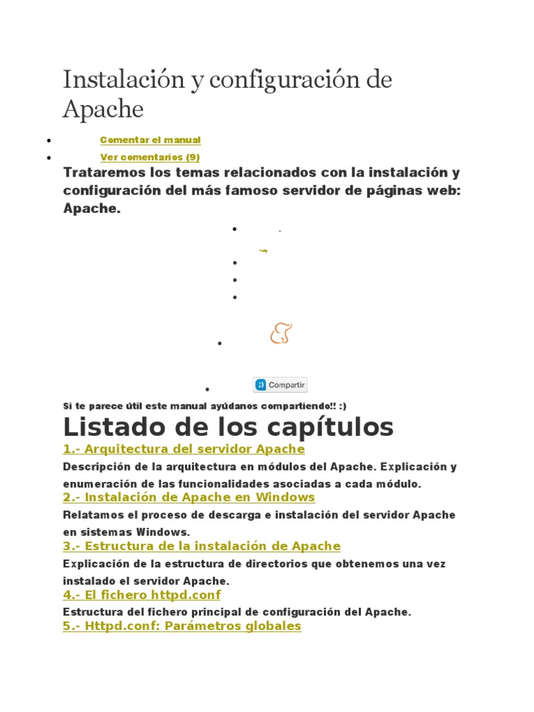 Instalación y Configuración de Apache | PDF | Servidor HTTP Apache ...
