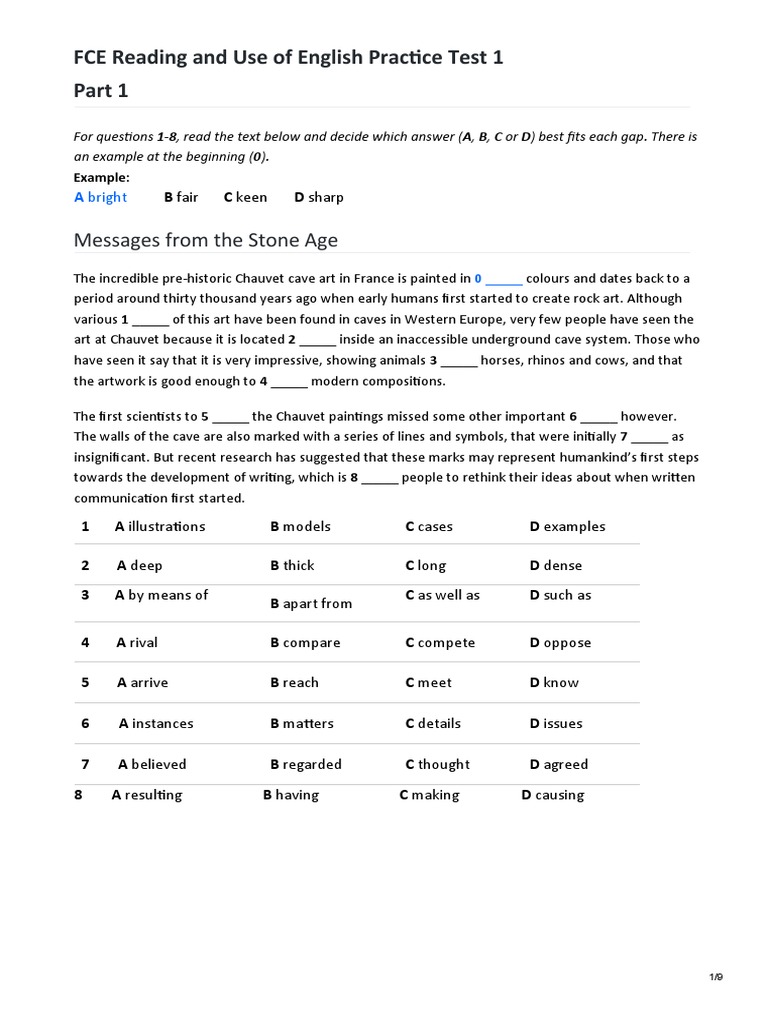 FCE Reading and Use of English Test 1 | PDF | Pinniped | Snorkeling