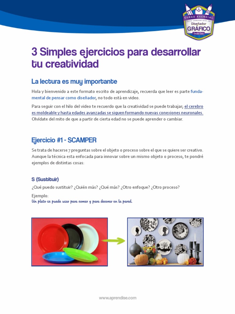 Los 3 Ejercicios para Desarrollar Tu Creatividad | PDF | Creatividad ...