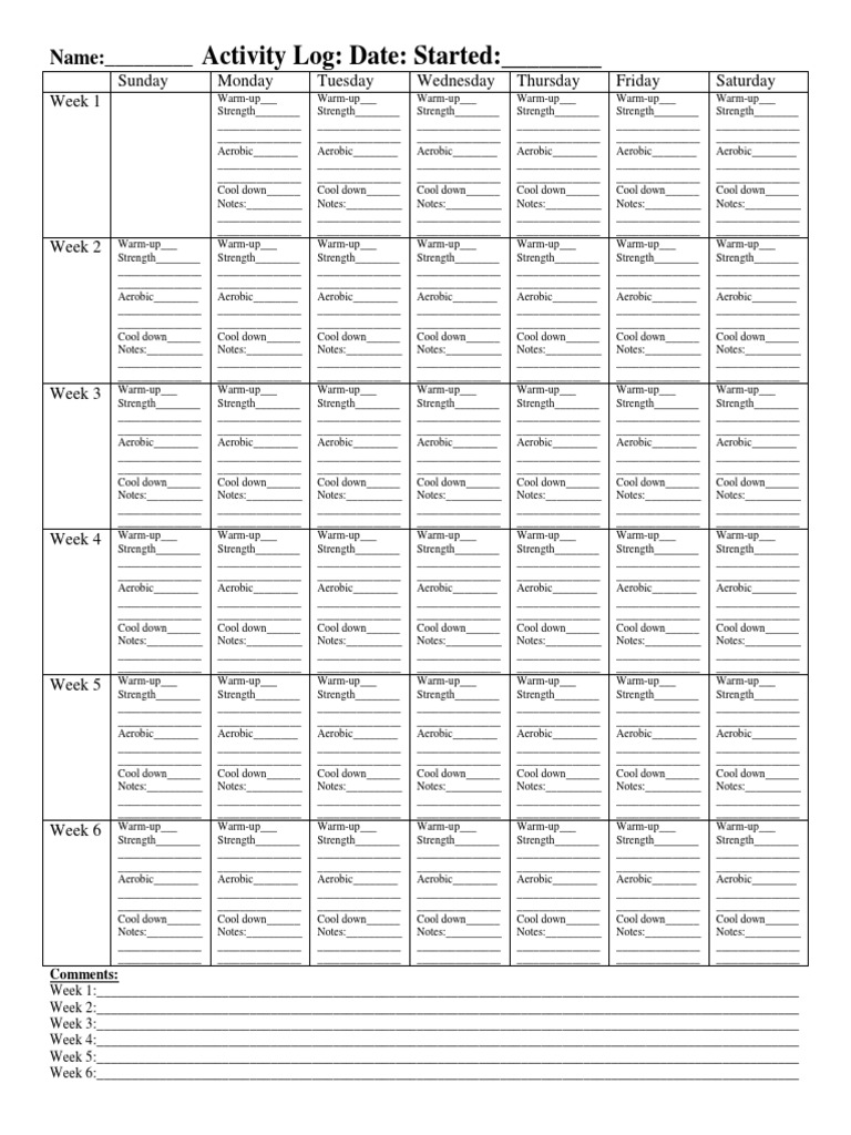 Example of Fitness Log | PDF | Sports