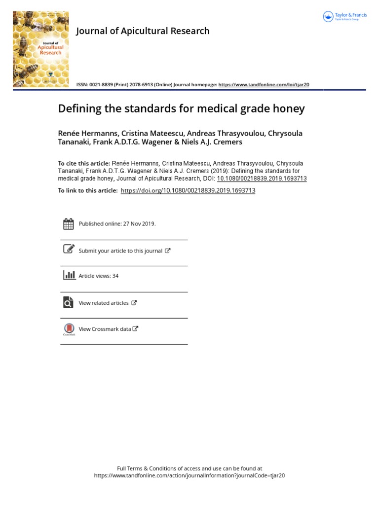 Defining The Standards For Medical Grade Honey PDF PDF Honey