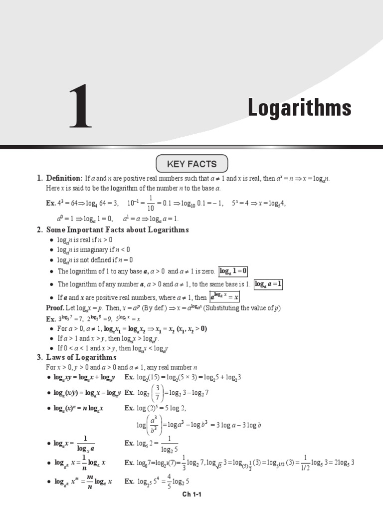 Iit Foundation Class 9 Logarithm Pdf Special Functions Numbers