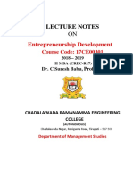 Lecture Notes on Entrepreneurship Development