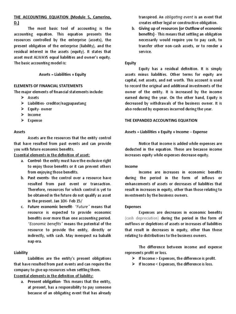 Understanding the Accounting Equation | PDF | Expense | Debits And Credits