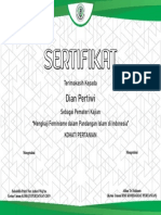 Sertifikat untuk Dian Pertiwi sebagai Pemateri Kajian Feminisme Islam