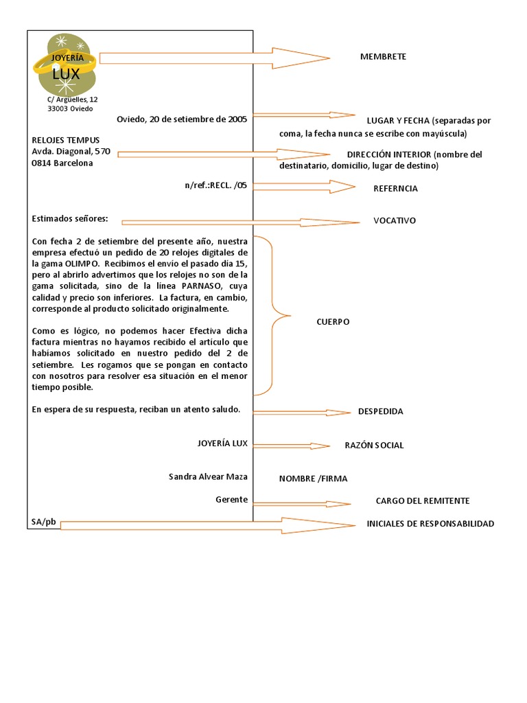 Carta Reclamo Modelo