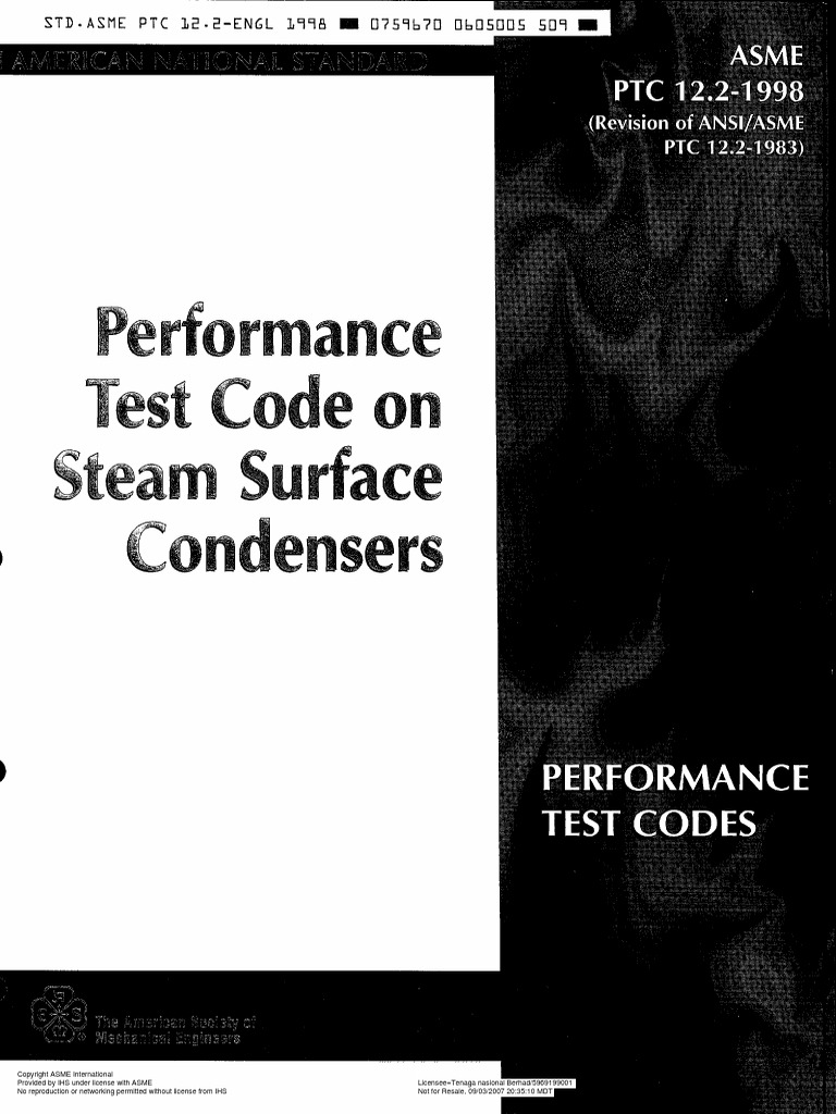 PTC12.21998 Steam Surface Condensers PDF Patent Copyright
