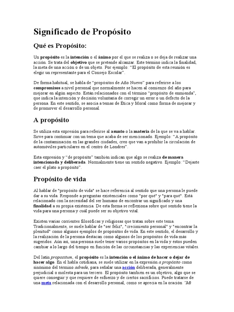 Definición y Significado de Propósito | PDF | Business | Economias