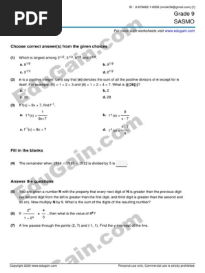 Contoh Latihan Soal Sasmo Grade 9 Mathematical Concepts Numbers