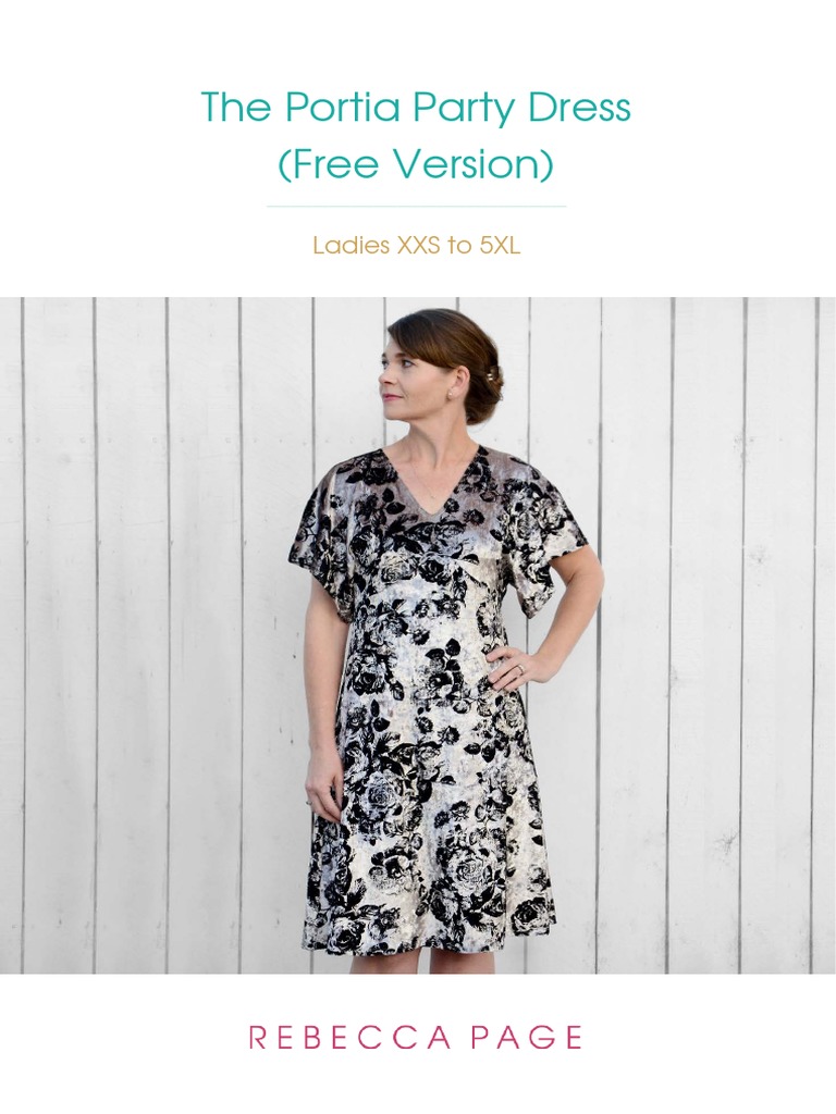 PATTERN Portia Party Dress Ladies A4 Free | PDF | Seam (Sewing) | Sewing  Machine