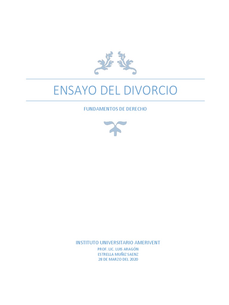 Ensayo Del Divorcio PDF Divorcio Sentencia (ley)
