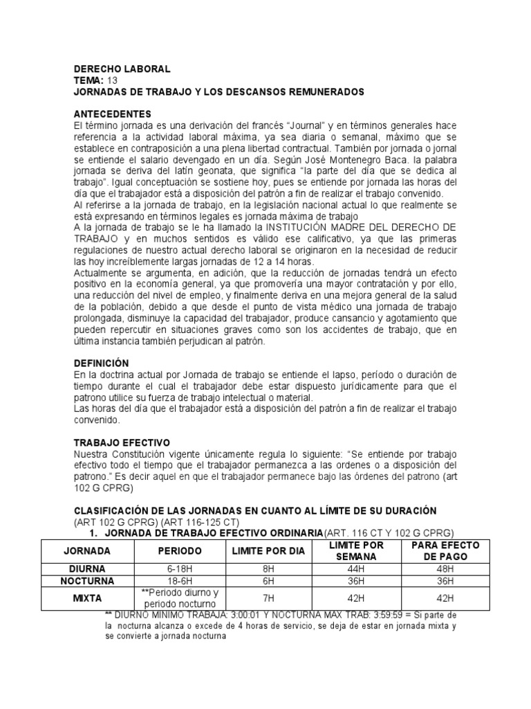 Jornadas Laborales y Descansos en Guatemala | PDF | Tiempo de trabajo ...