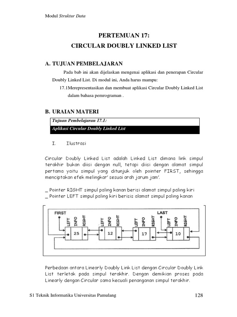 Pertemuan 17 Circular Doubly Linked List | PDF