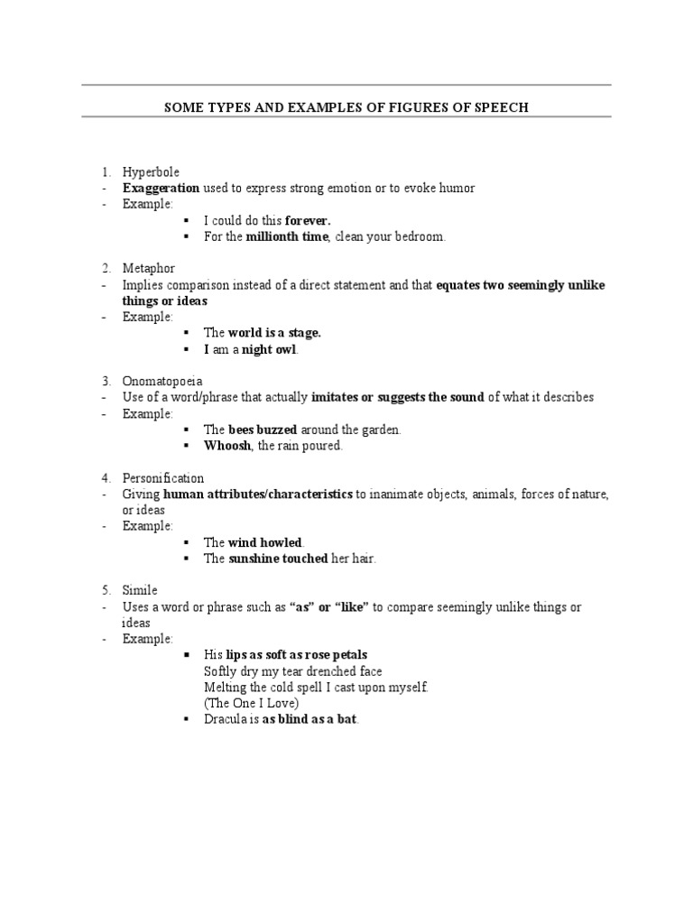 Key Figures of Speech Examples | PDF | Metaphor | Linguistics