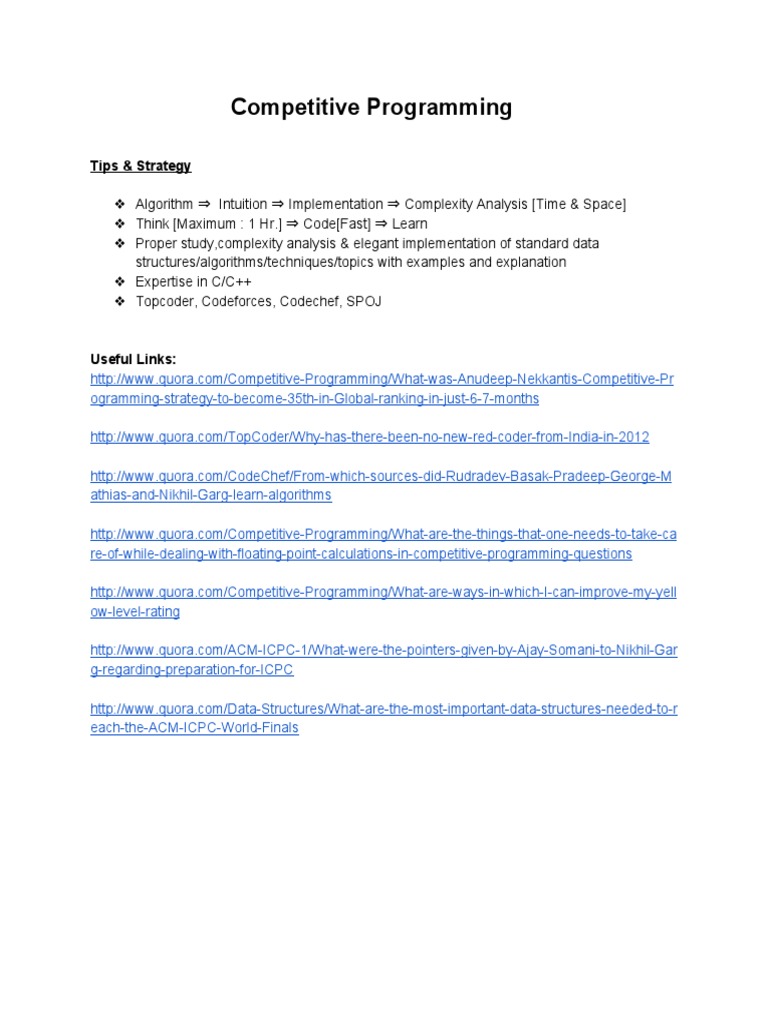 Competitive Programming Tips & Strategies | PDF | Computational ...