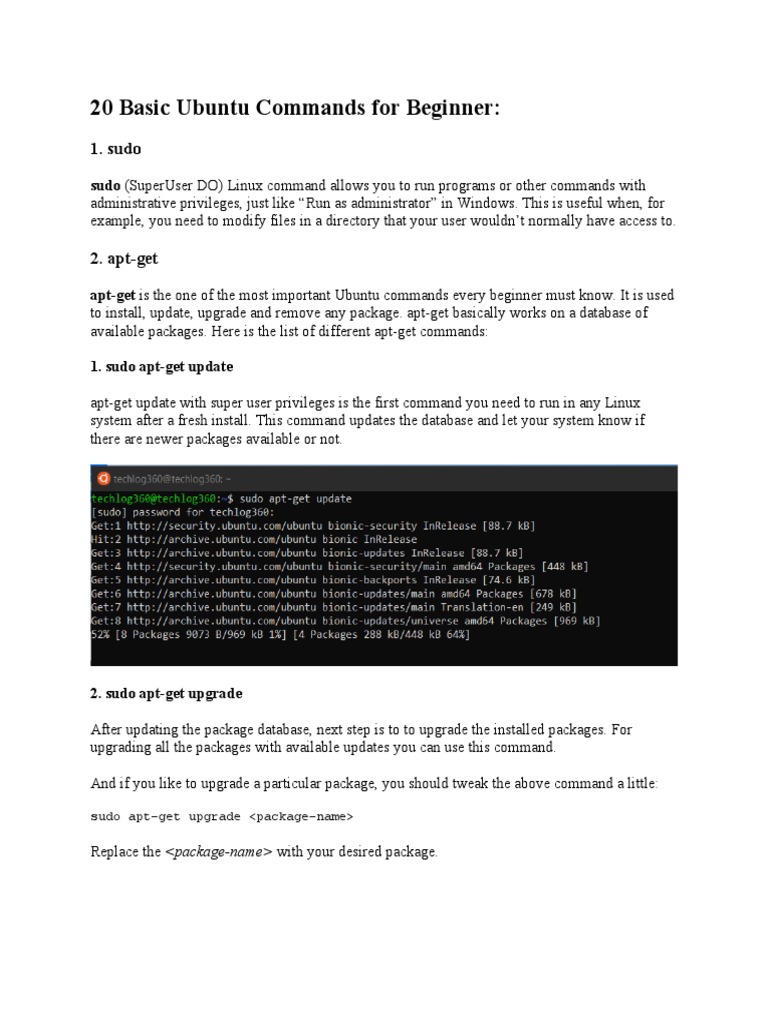 20 basic ubuntu commands for beginner pdf sudo directory computing 