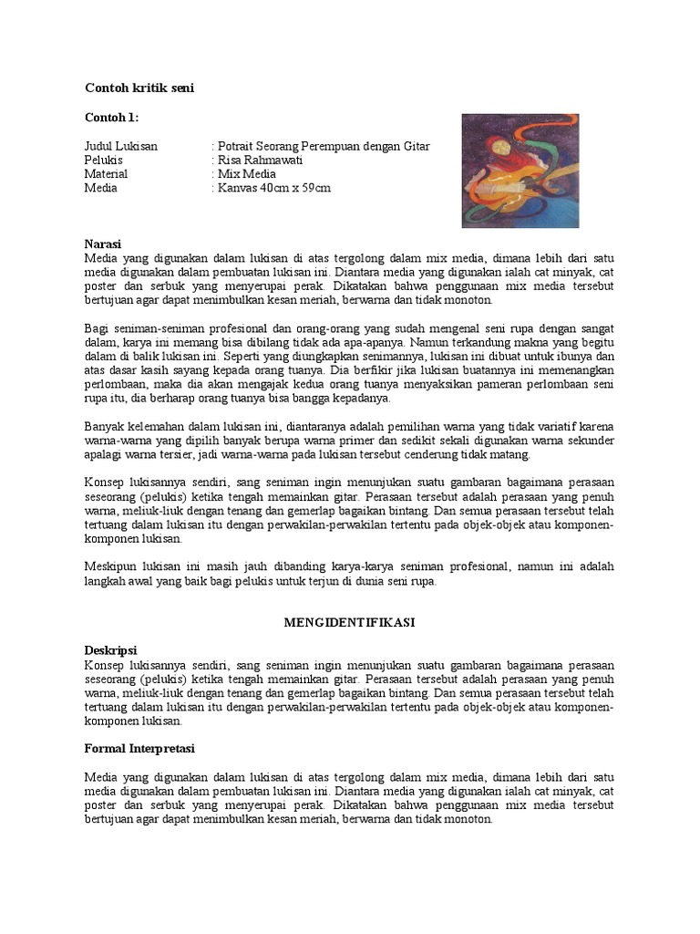 Contoh Kritik Seni