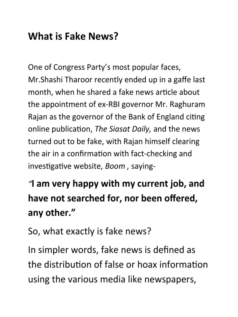 Understanding Fake News and Its Impact | PDF | Journalism | News