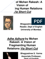 The Plays of Mohan Rakesh: A Vision of Fragmenting Human Relations