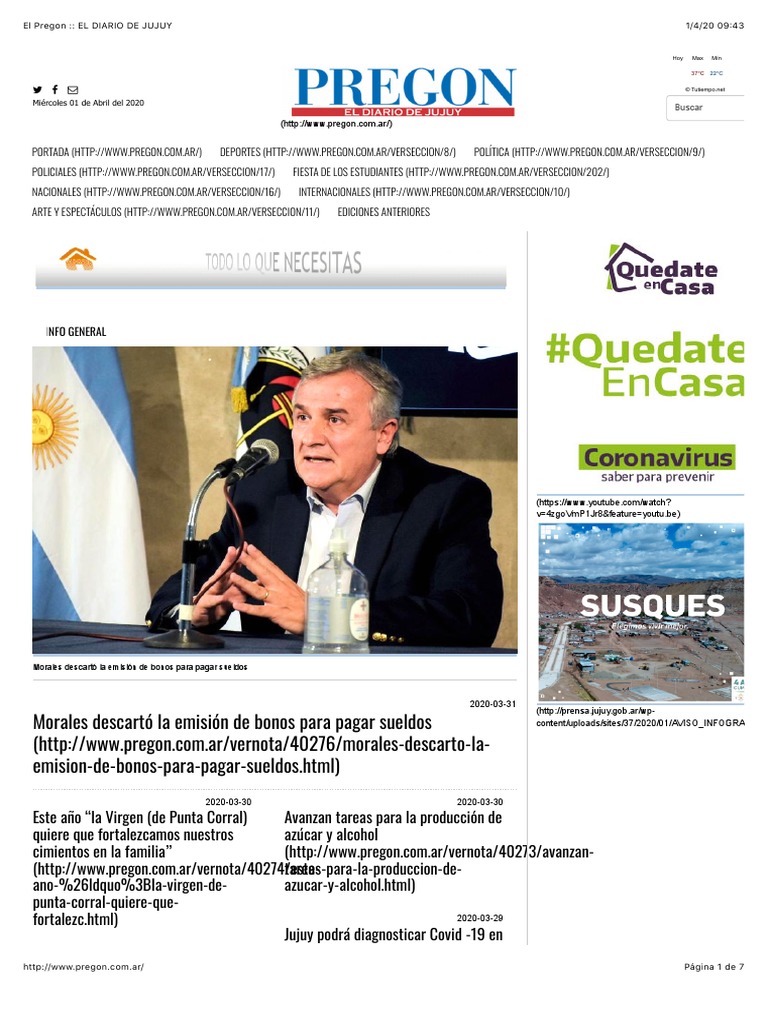 El Pregon: EL DIARIO DE JUJUY PDF | PDF | Salud y bienestar | Medicina