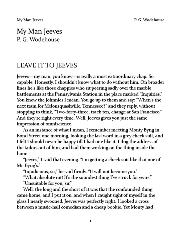 My Man Jeeves Pdf