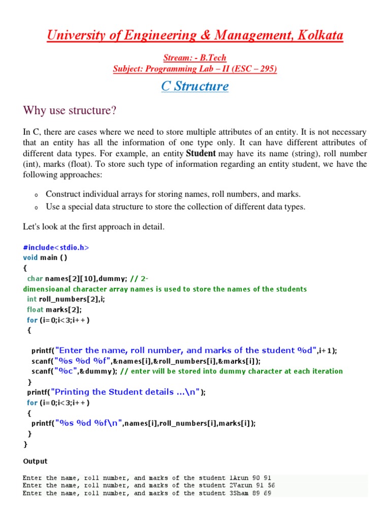 C Structure Subroutine Computer Data