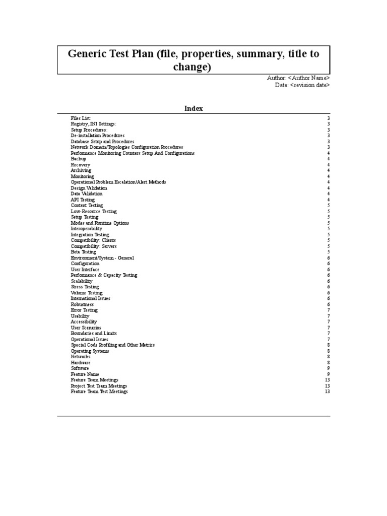 Generic Test Plan | PDF | Business