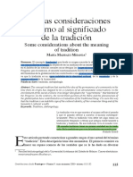 Algunas Consideraciones en Torno Al Significado de La Tradición