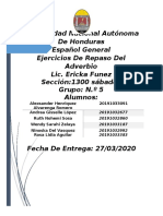 Universidad Nacional Autónoma de Honduras Español Seccion 1300 Sabados