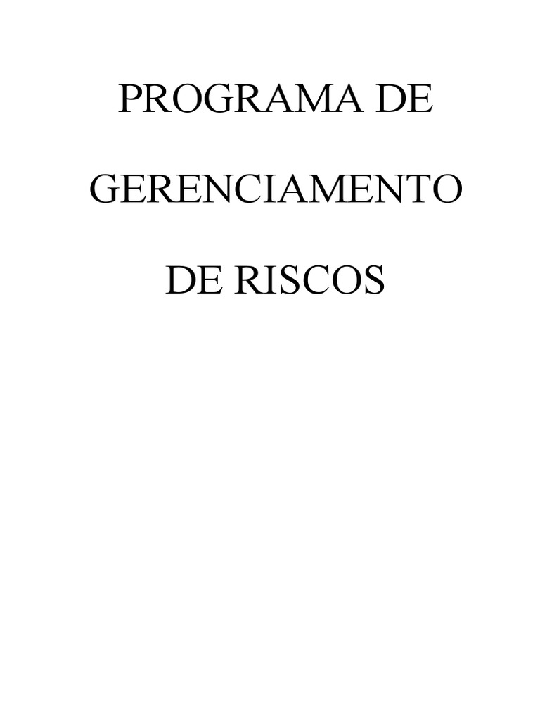 Programa de Gerenciamento de Riscos | PDF | Fator de risco | Mineração