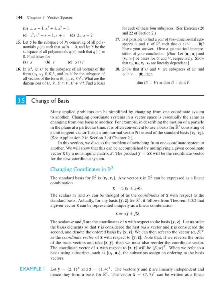 Change of Basis | PDF | Basis (Linear Algebra) | Vector Space
