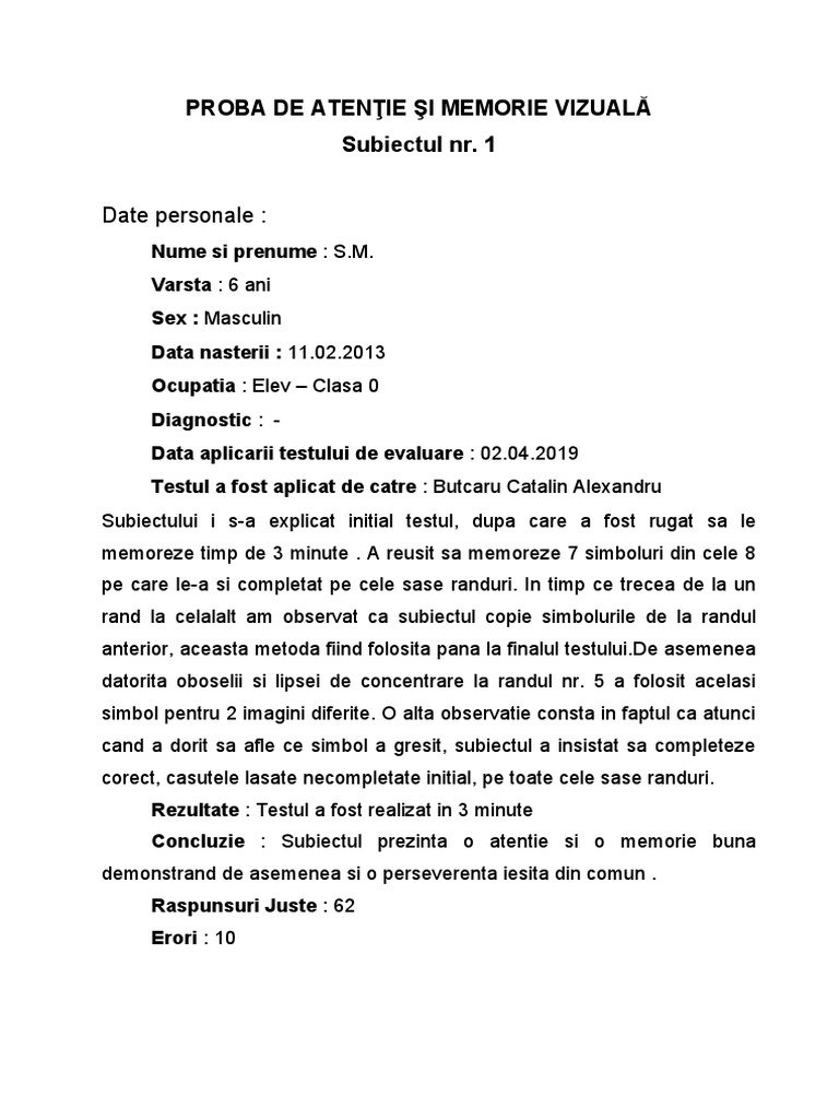 Subiect 1 Proba de Atentie | PDF