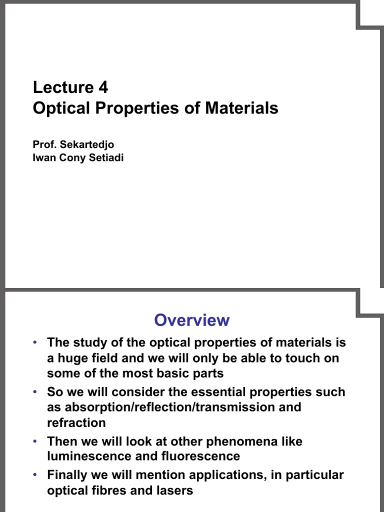 Lecture-4 Optical Materials | PDF | Absorption Spectroscopy | Light