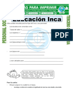 Ficha Educacion Inca para Tercero de Primaria