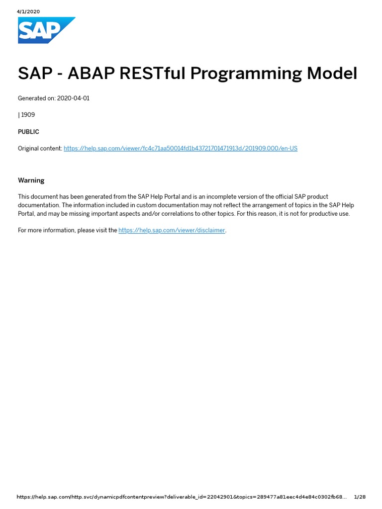 SAP - ABAP RESTful Programming Model | PDF | Representational State ...