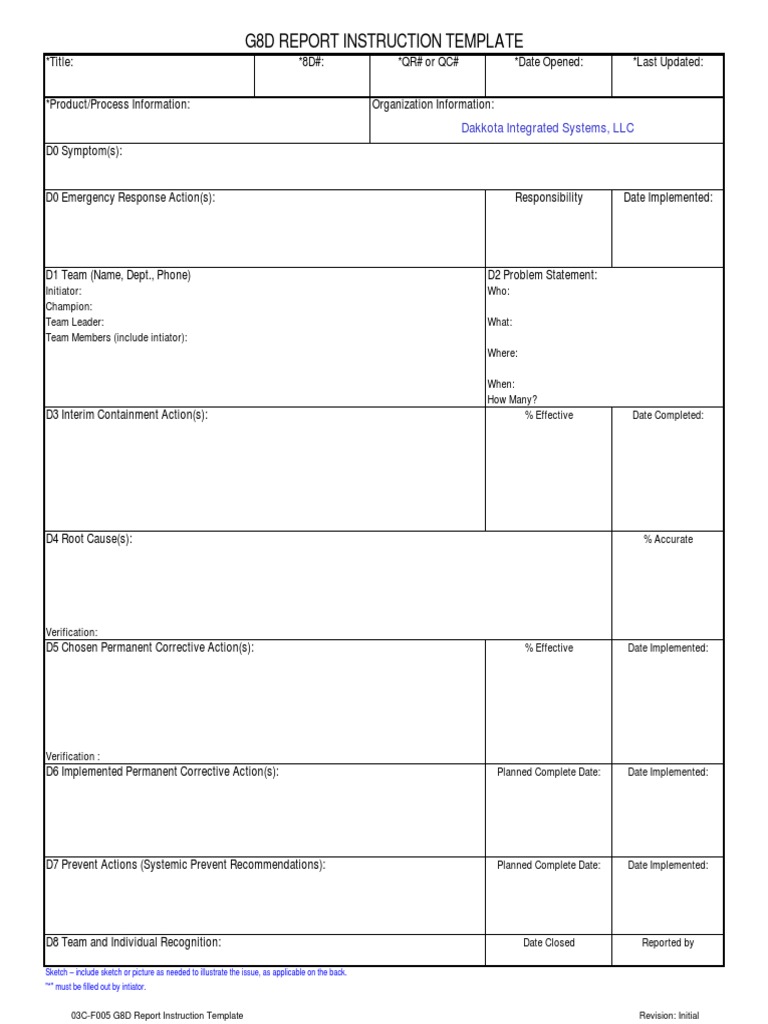 20D Report Template  PDF  Business  Cognition Within 8D Report Template