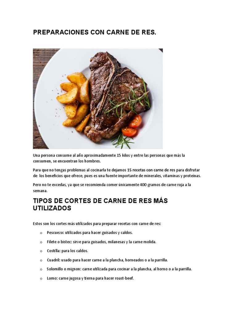 Preparaciones Con Carne de Res | PDF | filete | Carne